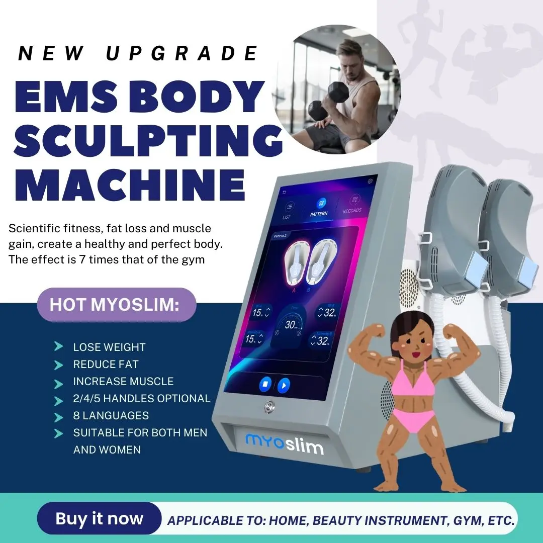 

Body Sculpting Body Contouring Machine EMS Technology Lose Belly Fat Tone Buttocks MYOSLIM HI-emt RF Energy 200HZ 6500W 15T