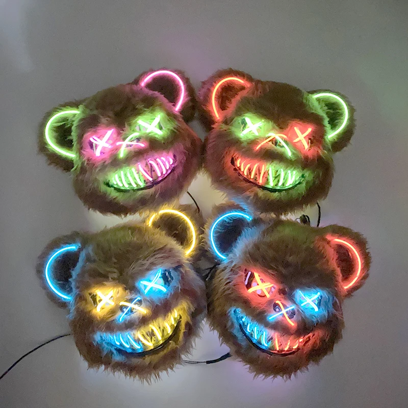 

Halloween Horror Light Up Animal Mask Luminous LED Bear Mask Cosplay Masquerade Party Glow In The Dark Disguse Mask Costume