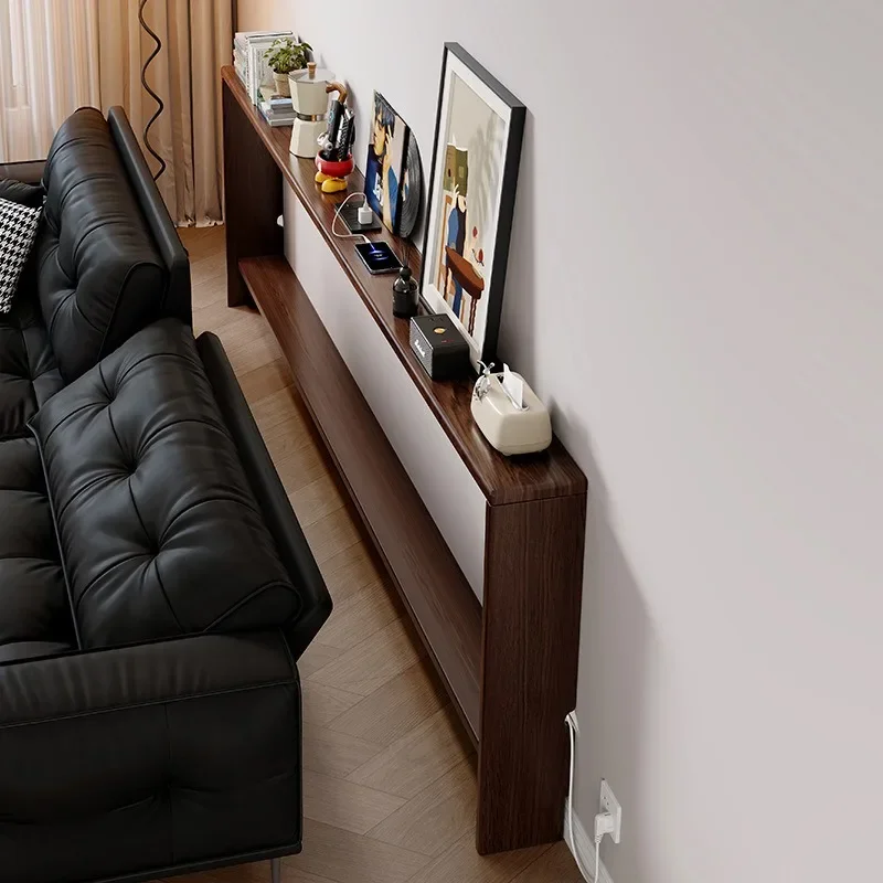 Solid wood sofa, backrest cabinet, rear shelf, long strip at the end of the bed, storage cabinet, clip gap, storage, small