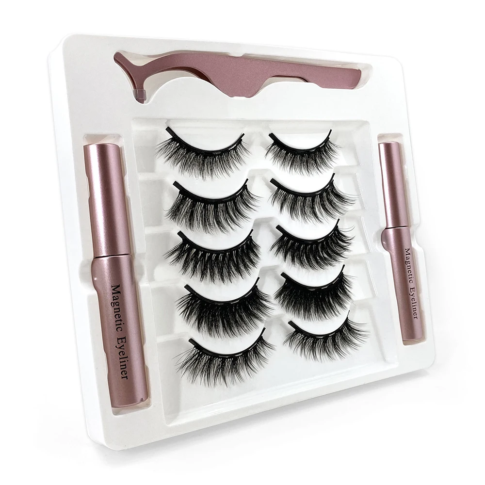 Magnetic liquid Eyeliner And Magnetic False Eyelashes No Glue Natural Lasting Handmade Eyelash Makeup Tool Set TSLM1