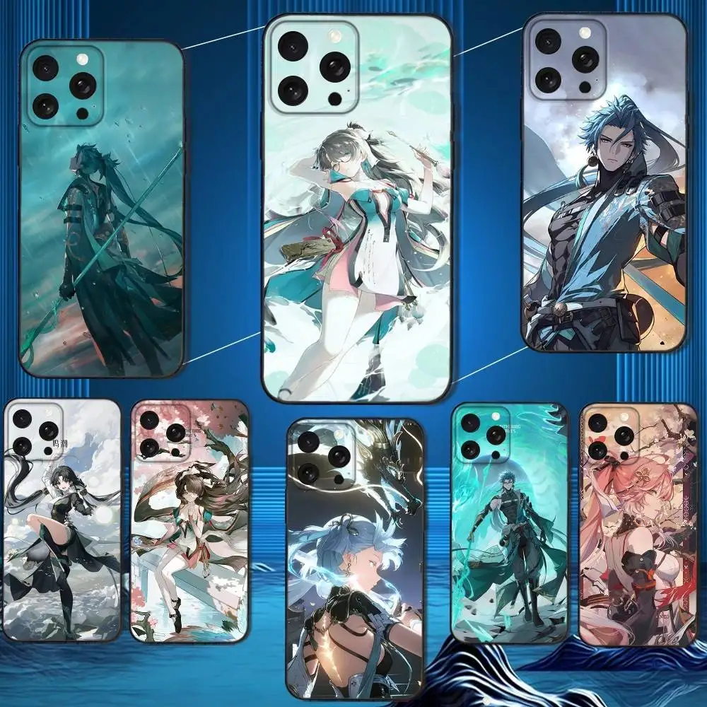 

Game Wuthering Waves Zhezhi Phone Case For iPhone 16,15,14,13,12,11 Plus,Pro Max,XS,X,XR,SE,Mini,8,7,Soft Silicone Black Cover