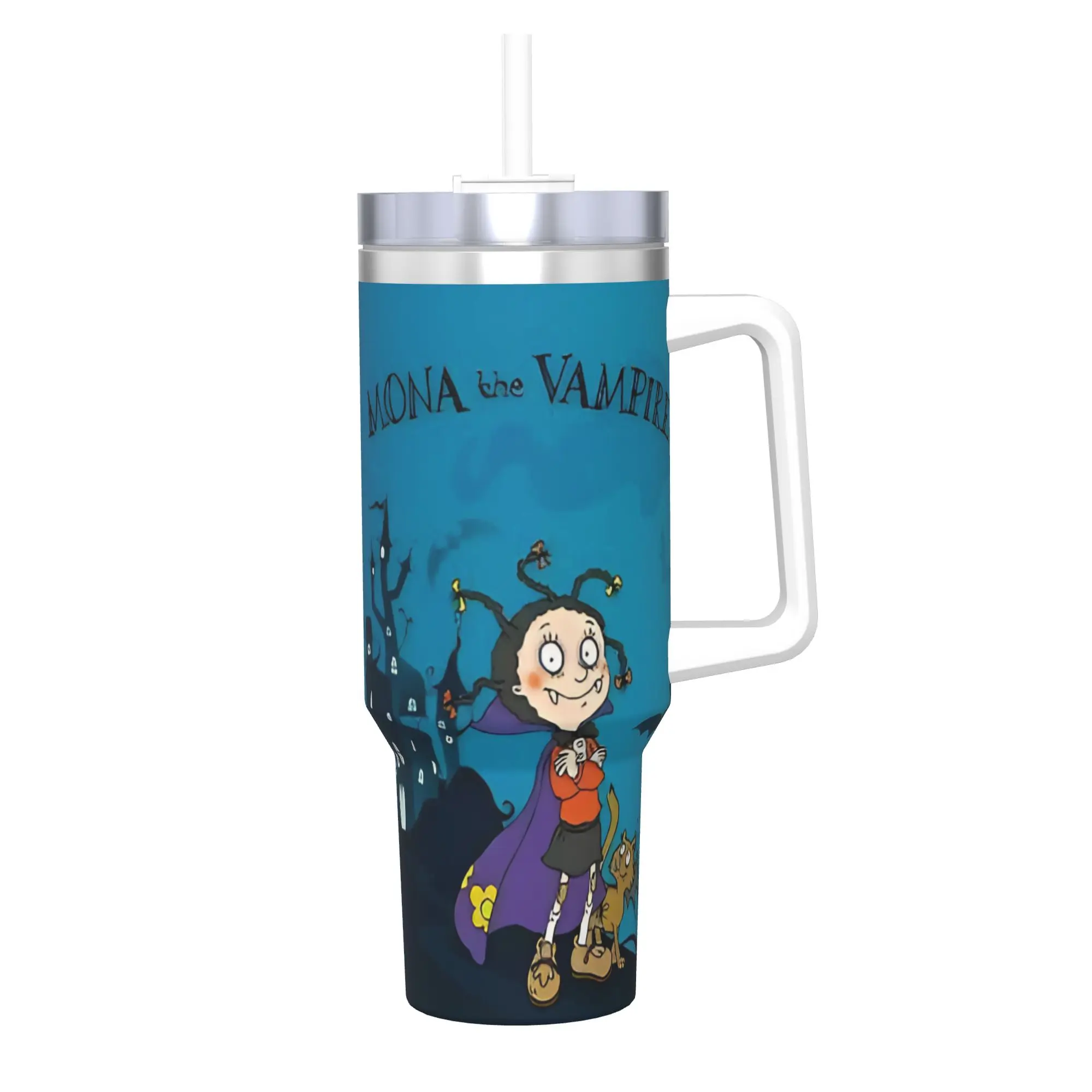 Mona The Vampire Anime Insulated Tumbler with Straws Lid  Vacuum Thermal Mug Office Home Car Bottle Cups 40oz
