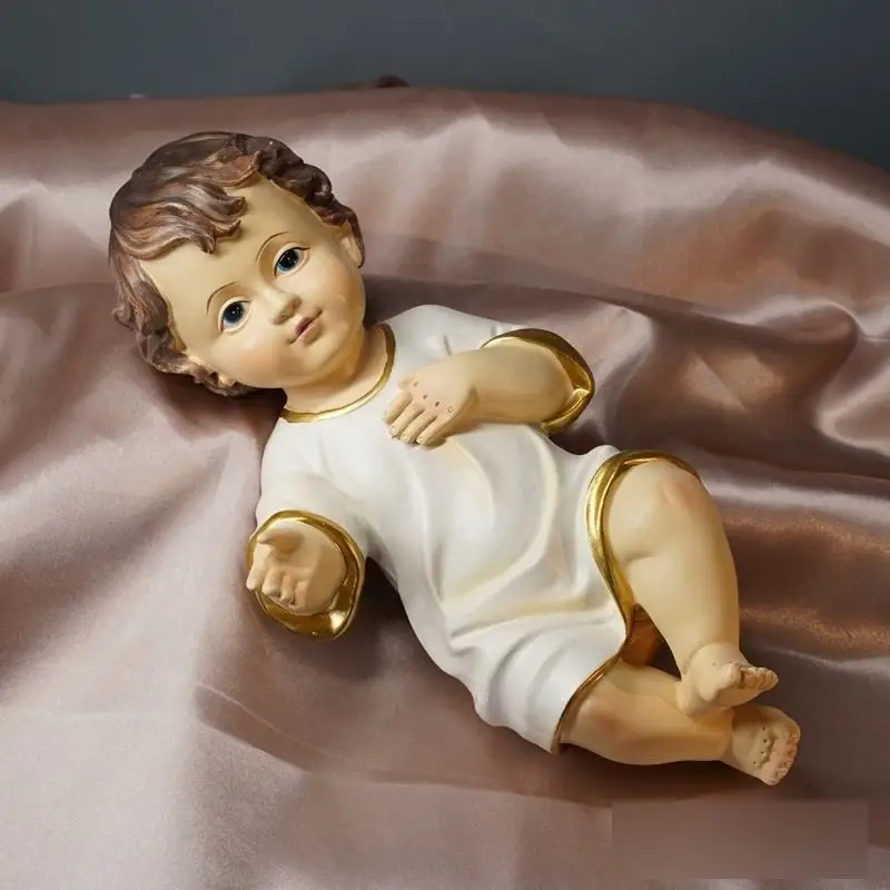 1Pc Christmas Nativity Baby Jesus Figurine 20cm 28cm Catholic Holy Religious Statue Tabletop Decor Christian Holiday Craft Ornament Gift