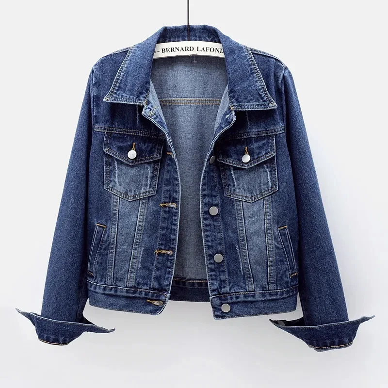 

2025 Spring Autumn Women’s Denim Jacket Long Sleeve Overcoat Loose Denim Coat Button Outwear Jeans Jackets 5XL