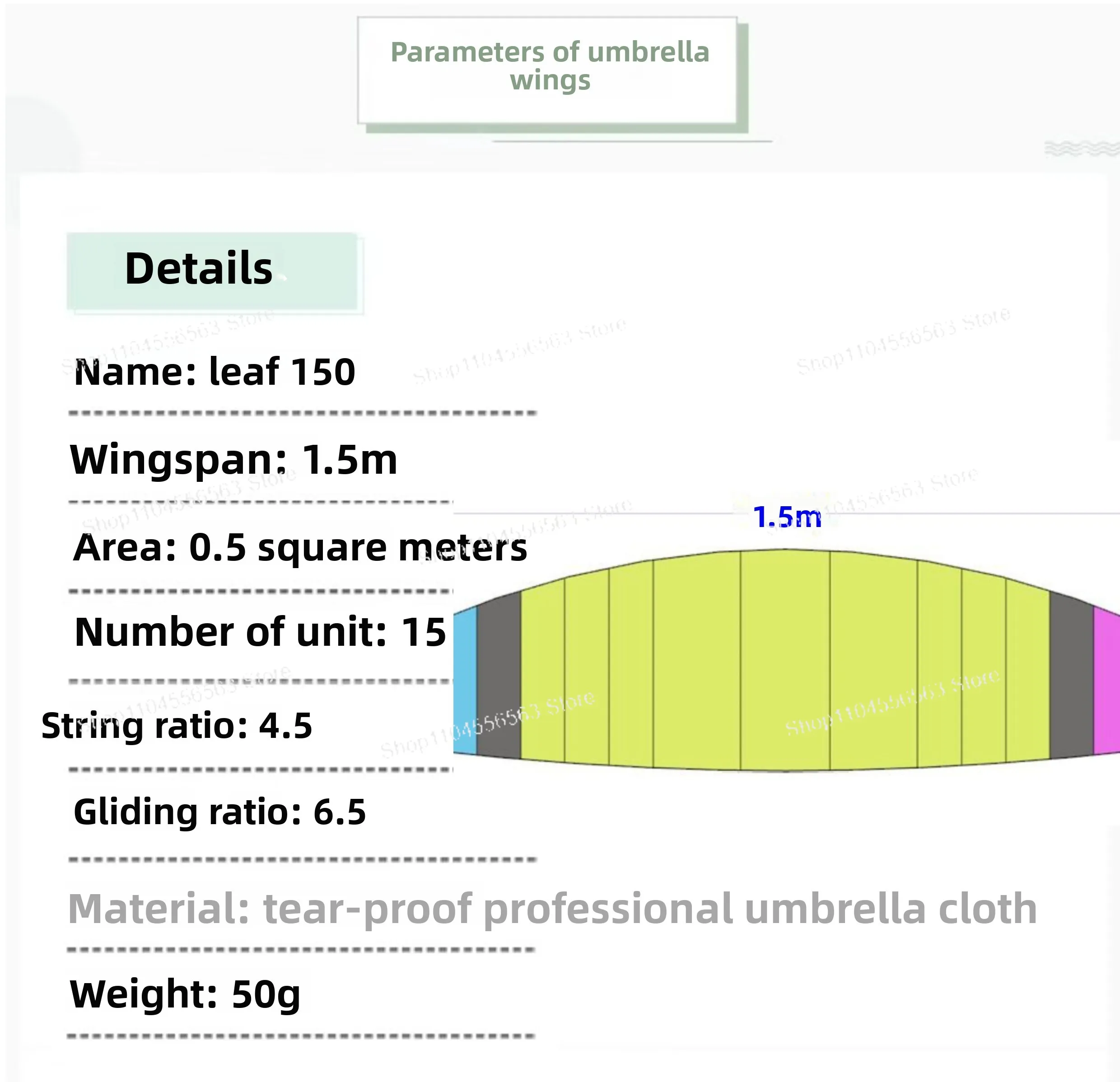 Drone de parapente movido a controle remoto de 1,5 metros Leaf1.5 para caminhar, crianças e brincando com cães, dublê voando