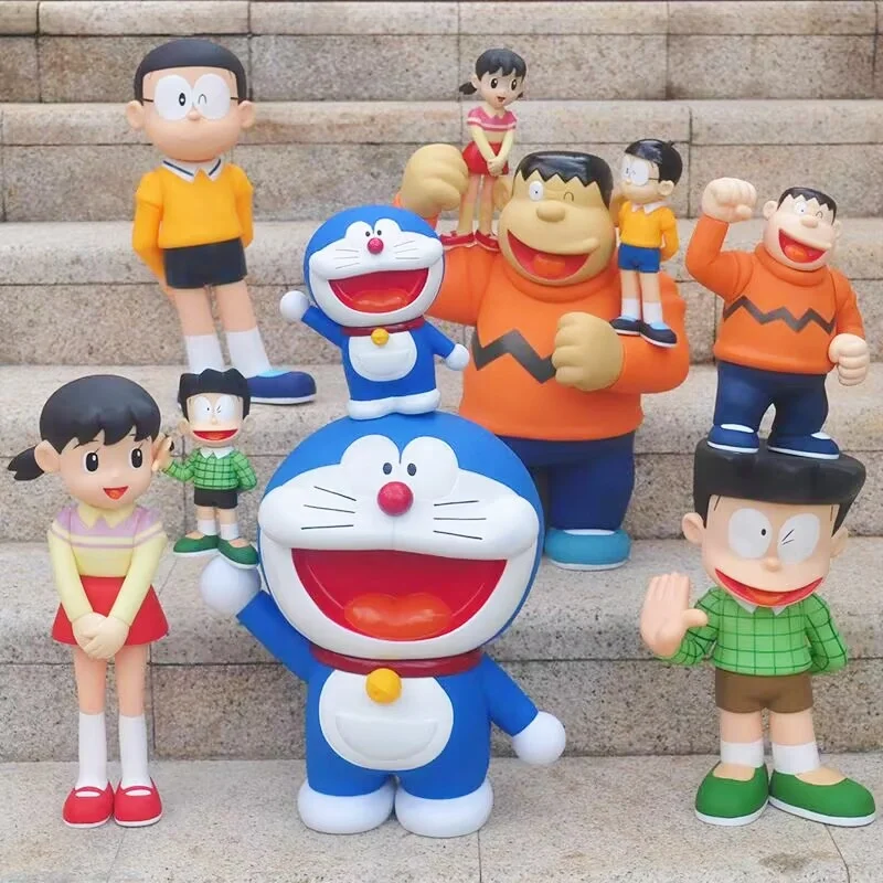 Anime Doraemon Kawaiifamily Gouta Takeshi Nobita Nobi Minamoto Shizuka Anime Figure Desktop Action Christmas Gifts Figurine Toy