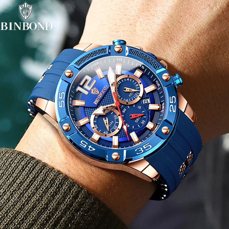 BINBOND New Fashion Quartz Watch High Quality Waterproof Luminous Chronograph Sport Business Men\'s Wristwatch Relogio Masculino