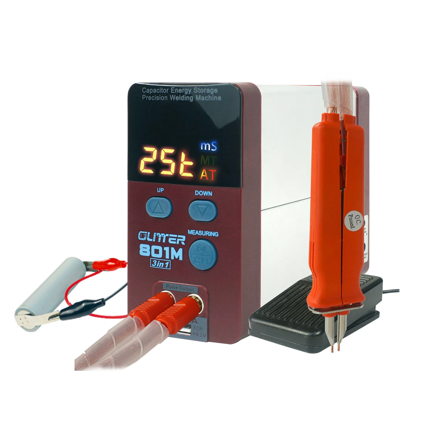 

For Glitter 801M Mini Portable Battery Spot Welder 11.6 KW 110V 0.25mm Thickness Capacitor Energy Storage Pulse Machine m