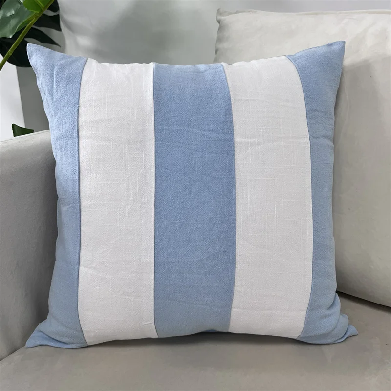 Linen Plain Cushion Cover Striped Pillow Cover Decor Throw Pillowcase From Factory