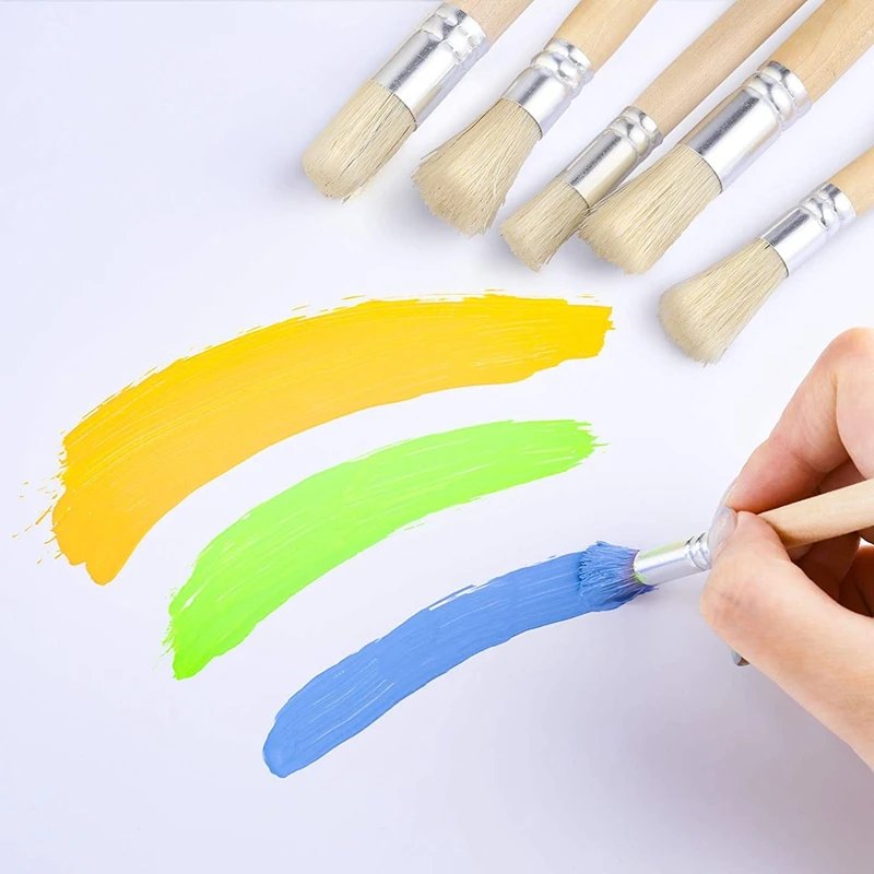 12 Pieces Wooden Stencil Brushes Painting Bristle Brushes For Acrylic Oil Watercolor Art Painting Stencil Project