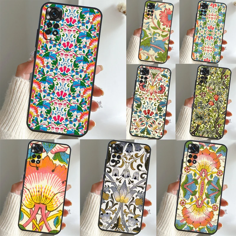 William Morris Lodden Case For Xiaomi Redmi Note 12 11 10 Pro Note 8 9 Pro 9S 10S 11S Redmi 9 10 10C 9A 9C Cover