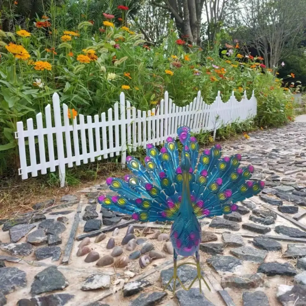 

Iron Art Simulation Peacock Sculpture Detachable Cute Open Screen Peacock Statue Crafts Animal Miniatures Figurine Courtyard