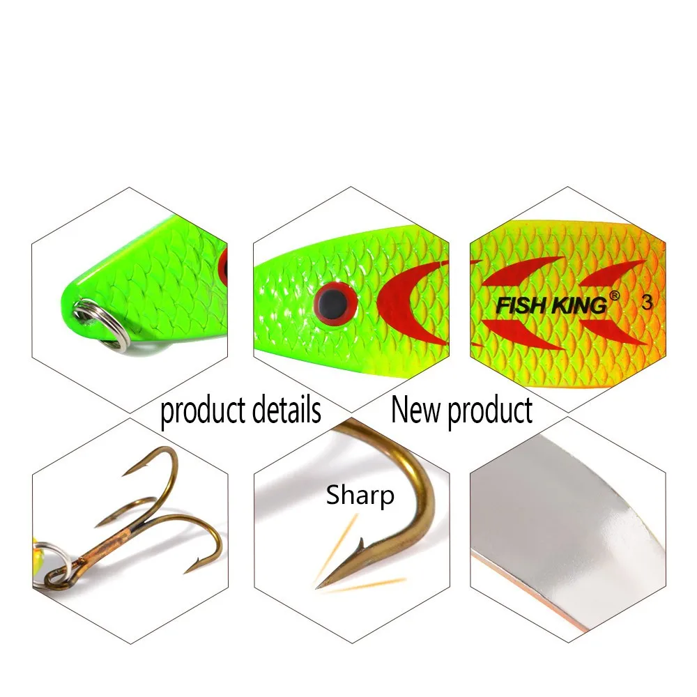 FISHKING Fishing Lures Spoon Wobble Metal Jig Trout Spoon18g 27g Spinner Lure Spoon Trout Area Sea Fishing Jigs Spoon for Pike