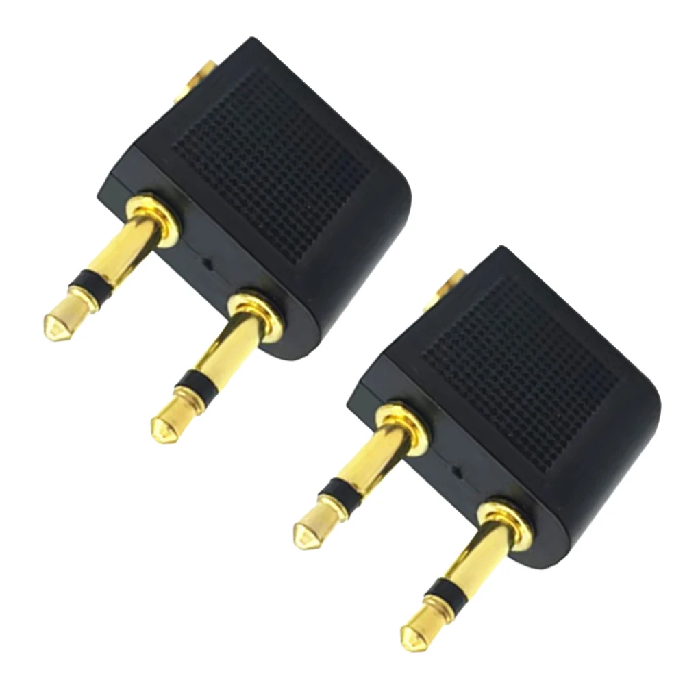 2PCS Aviation Headset Adapters - Convert Plane Seat Headphones to 3.5mm Jack Portable Perfect for Earphones on Flights.
