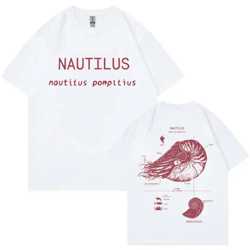 

Funny Nautilus Anatomy Graphic T-shirt Men Women Casual Oversized Short Sleeve T Shirts Men's Vintage Cotton T-shirts Streetwear