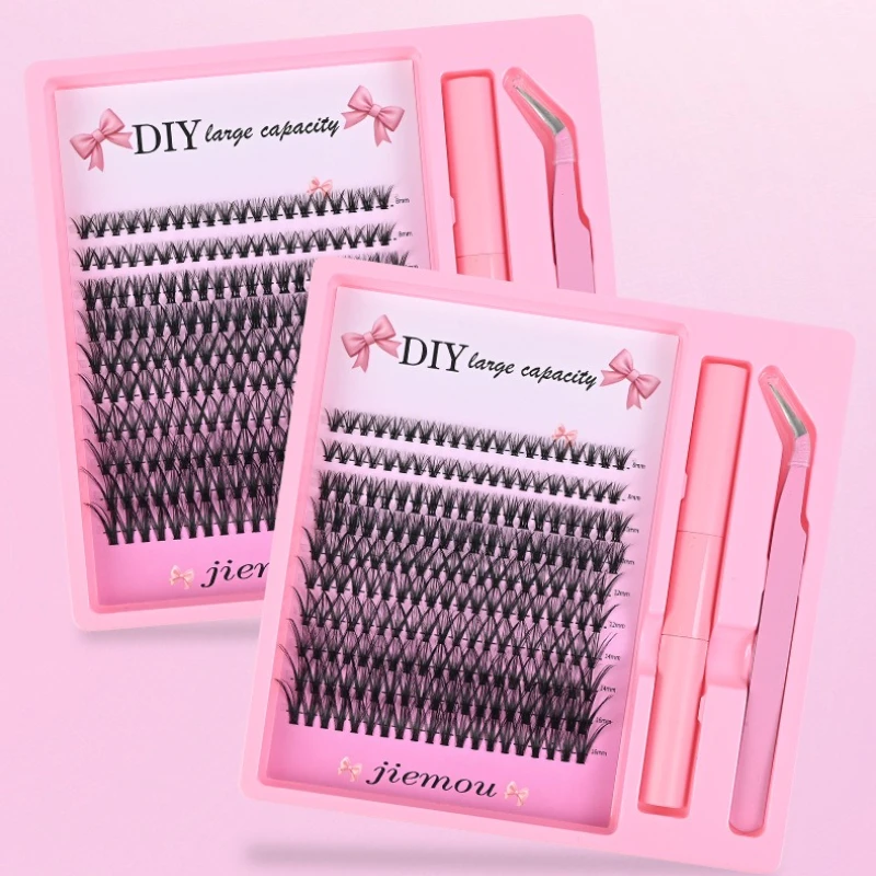 Novità in 30D Doppia palpebra di grande capacità Dieci file di pinzette per colla per capelli hot-melt Set Ciglia finte Ciglia a ciuffo singolo