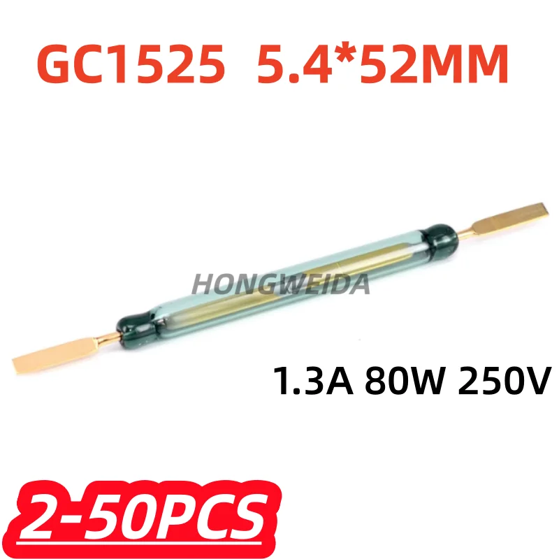 2-50 Piezas/lote Nuevo Interruptor Magnético de Alta Potencia GC1525 5.4*52MM 1.3A 80W 250V Normalmente Abierto SPST-NO Sensor de Inducción de Contacto Magnético