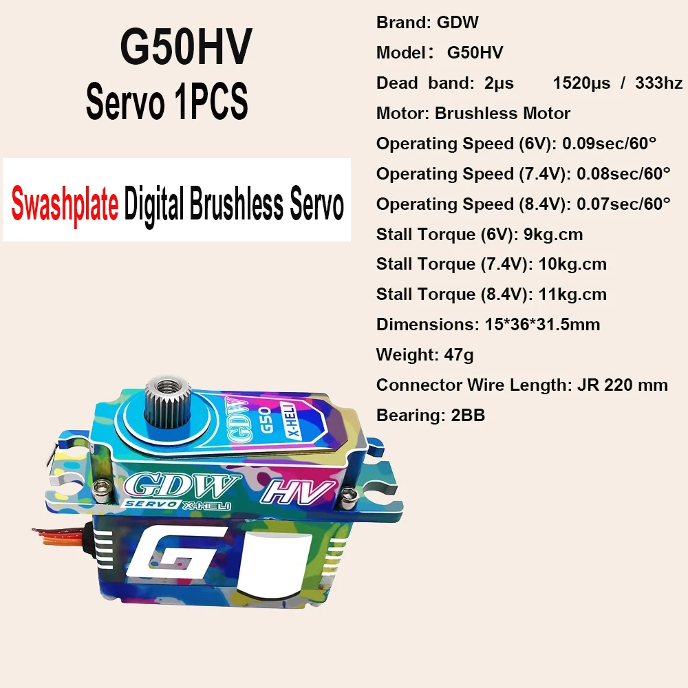 GDW G50 HV Servo GDW G55 HV Servo New Generation Competition High Speed Brush Full Size Digital Servo For Helicopter GDW Servo