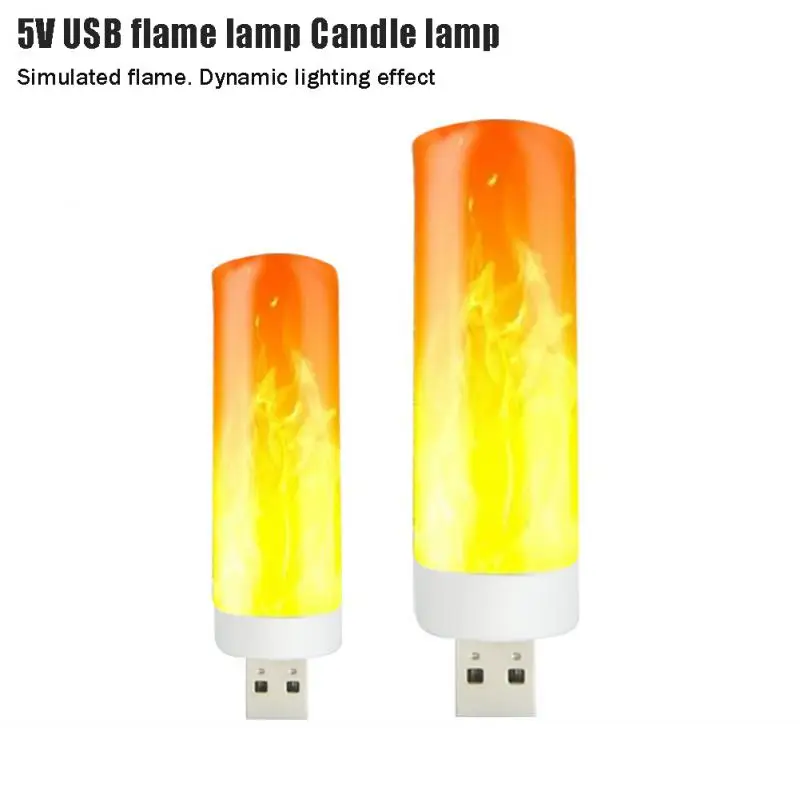 

LED USB Atmosphere Light Flame Flashing Candle Lights Book Lamp for Power Bank Camping Lighting Cigarette Lighter Effect Light