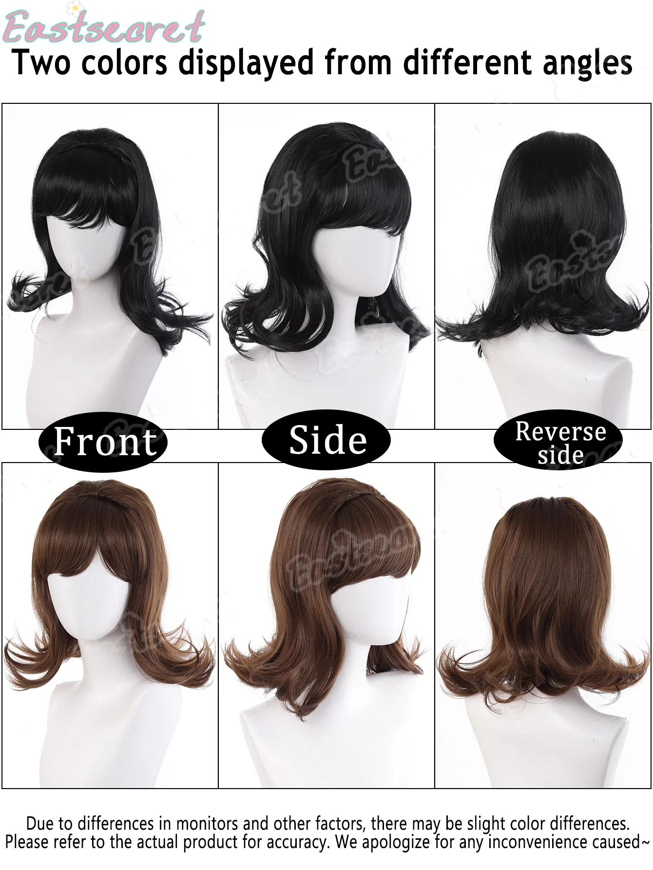 European and American court retro fluffy bangs Black upturned hair with high skull top and curly hair Used for daily gatherings