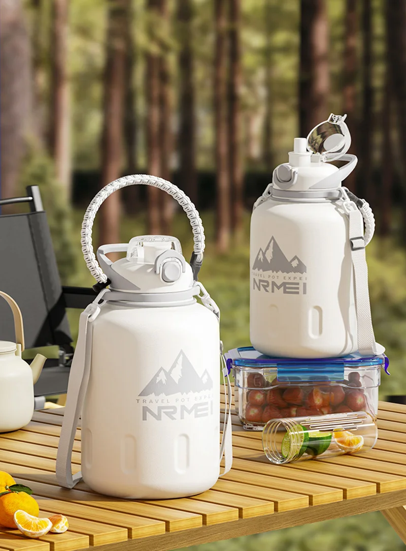 

Outdoor Portable Thermos Bottle with Carry Sleeve, Large Capacity Thermal Water Bottle,Leak-proof Stainless Steel Water Bottle
