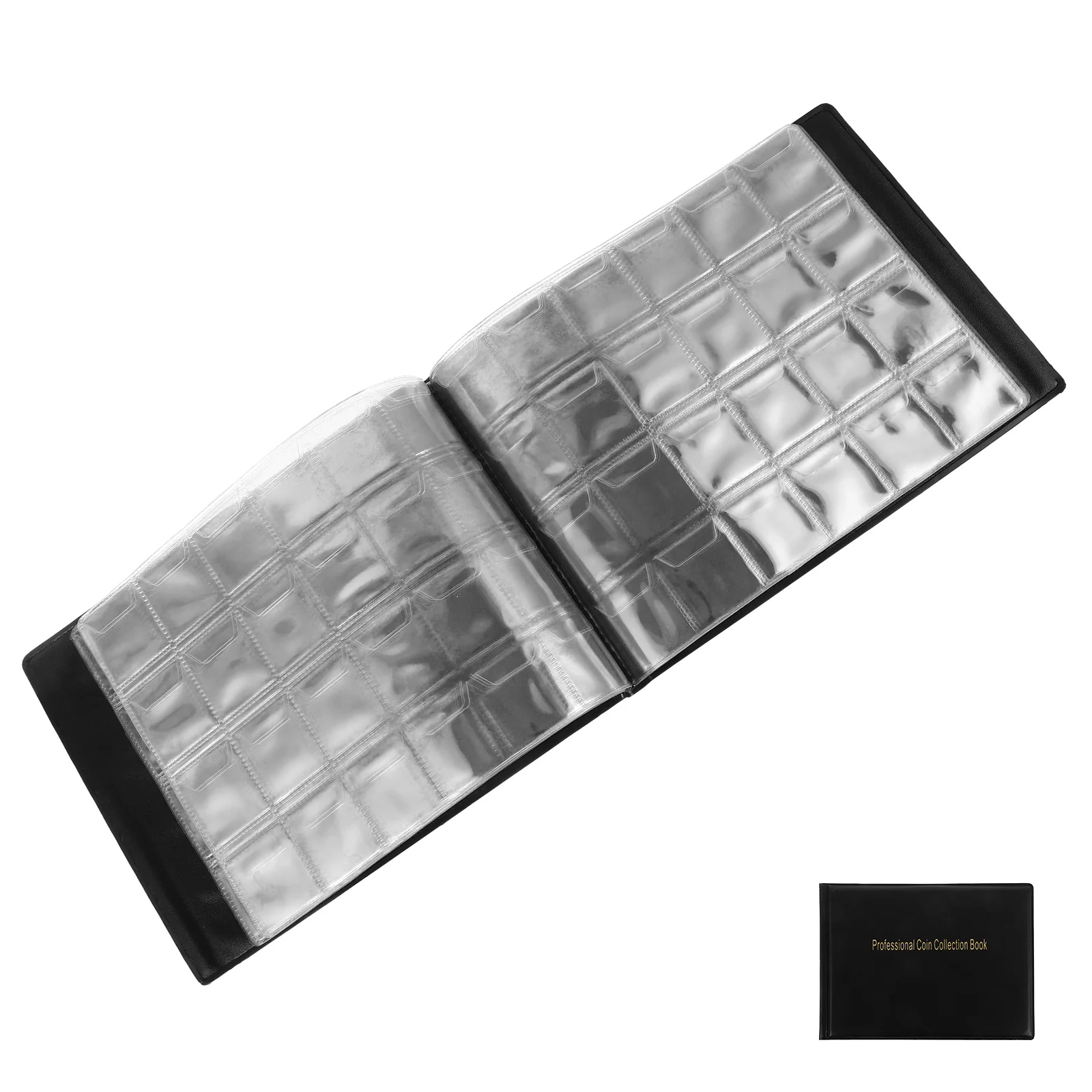 

240 Grids Coin Collection Album PVC Commemorative Book Black Cover Portable Coins Storage Organizer Display Protect
