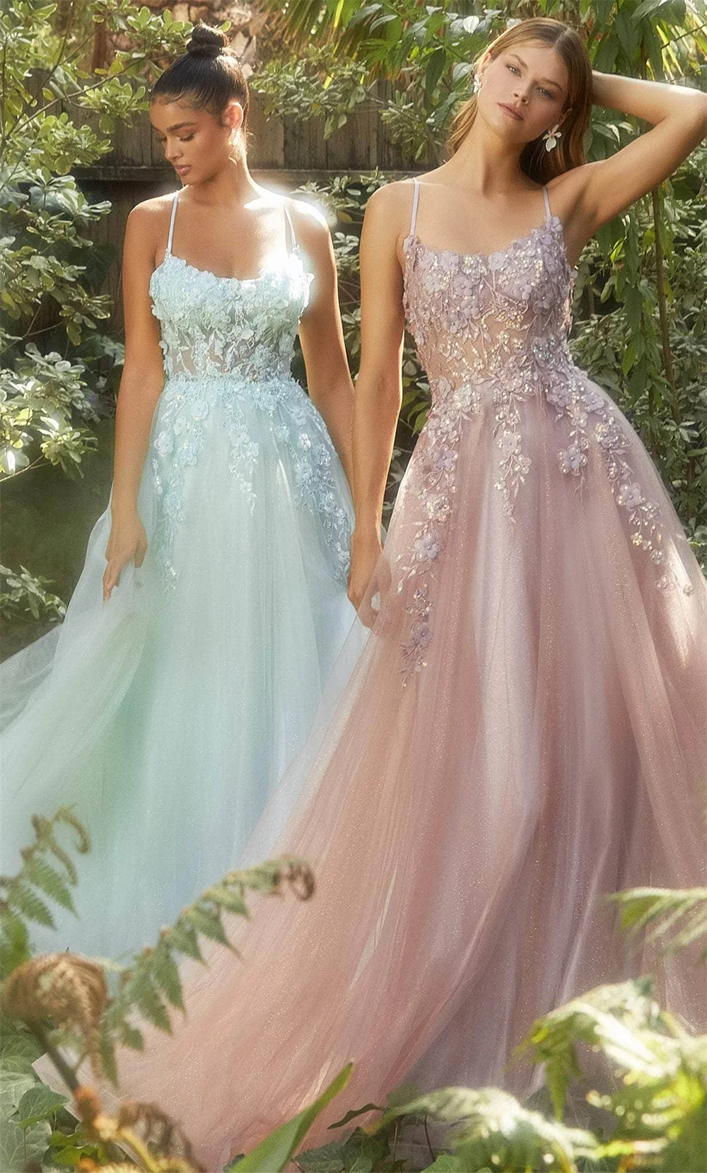 Sansa Lavender فساتين السهرة Princess 3D Flower Lace Vestidos De Noche Spaghetti Strap Corset  A-line Tulle Prom Dresses 2024