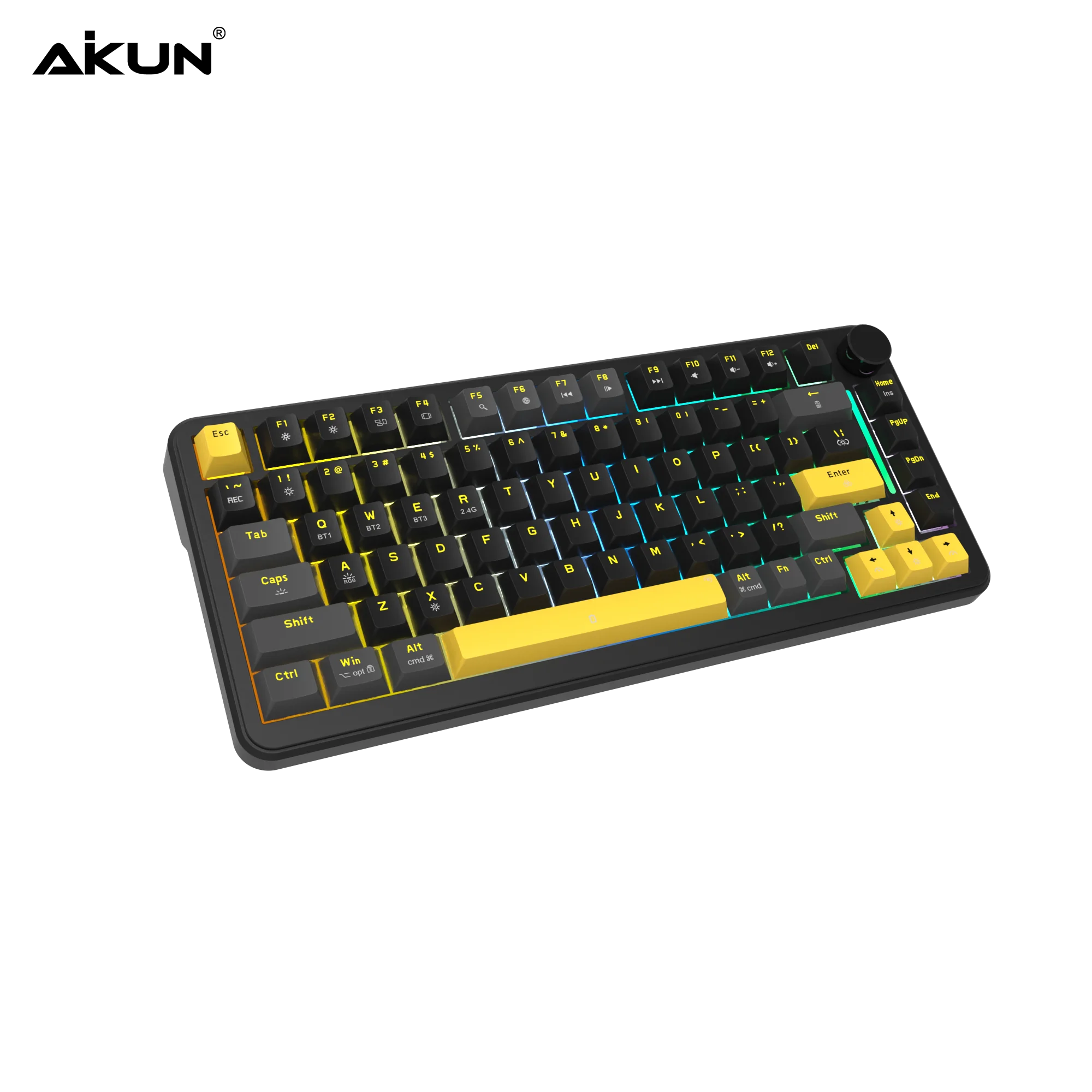 

Triple Mode Wireless Rechargeable Gaming Keyboard with Mechanical Switch-Gasket 5 Structure-RGB Backlight-Multi OS-Smart Display