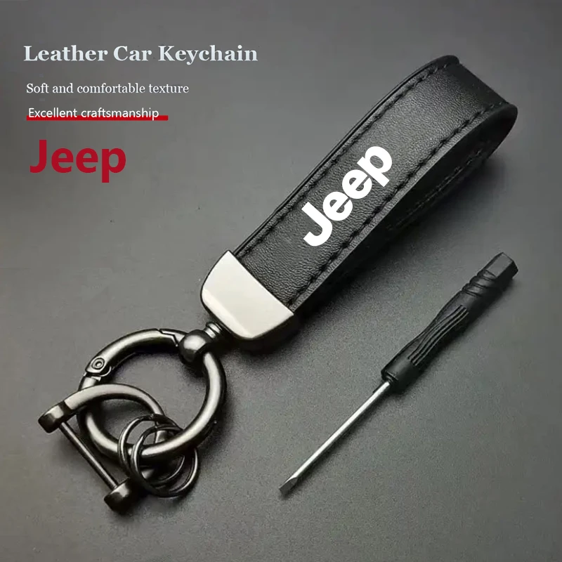 سلسلة مفاتيح جلدية للسيارة هدية الأعمال سلسلة مفاتيح فاخرة كيرينغ لسيارة جيب جراند شيروكي رانجلر JK المصارع كومباس رينيجيد باتري