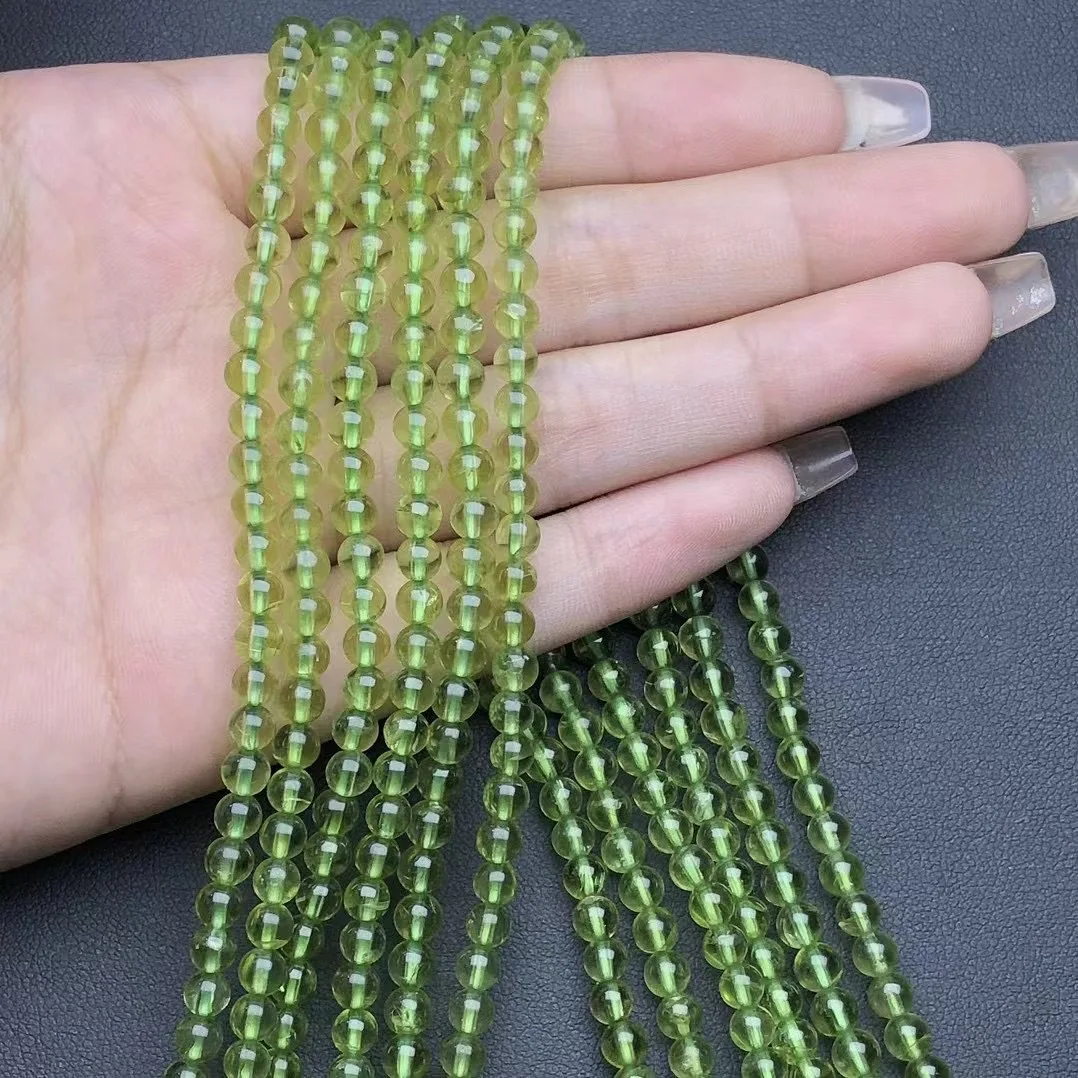 1 Pc Fengbaowu Natural 7A Peridot Bracelet Round Beads 55CM Reiki Healing Stone Jewelry Gift For Women