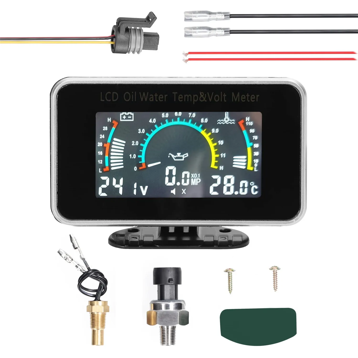 

3-in-1 Car LCD Meter Digital Oil Pressure Voltage Water Temperature Gauge Universal Instrument 9-36V for Car Truck SUV RV