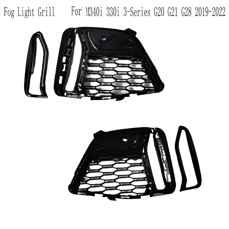 

Fog Light Grill Cover Side Air Vent Intake Frame Grille Trim Mesh For BMW M340i 330I 3-Series G20 G21 G28 2019-2022-A08Q