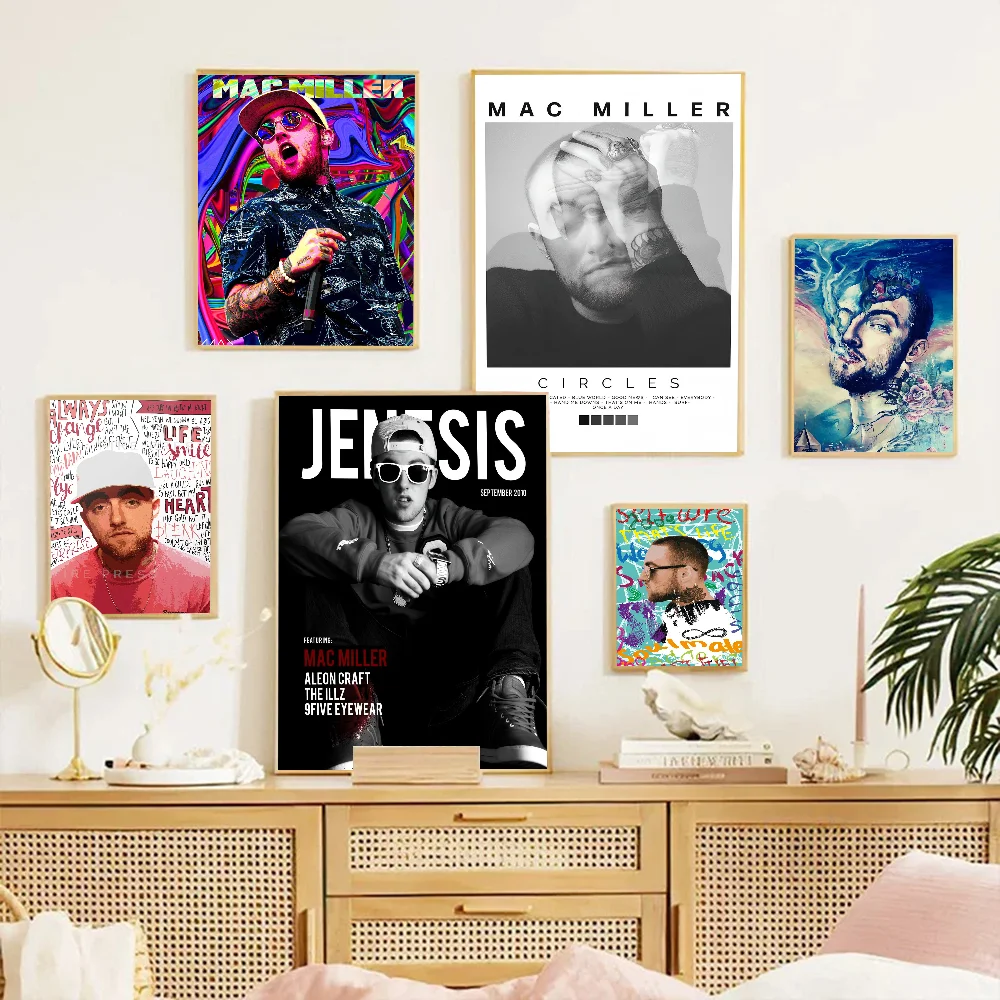 Singer M-Mac Millers Vintage Posters Sticky Whitepaper Sticker DIY Room Bar Cafe Room Wall Decor