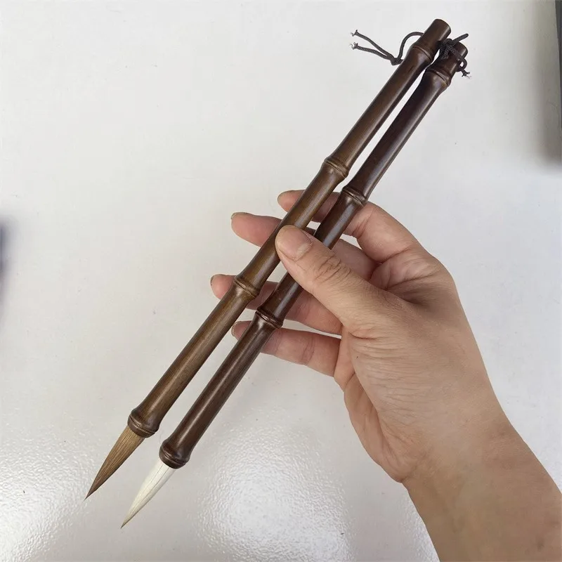 Bamboo Joint Wood Brush Handle Wolf And Mixed Hair Medium Regular Script Calligraphy Brush For Beginner Student Chinese Writing