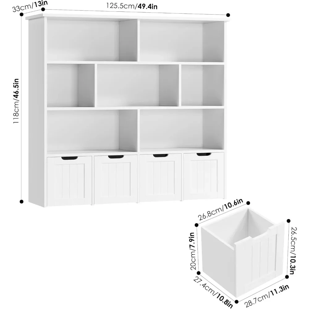 Toy Storage Organizer, Large Toy Organizers and Storage with 4 Movable Drawers and 7 Storage Cubbies, Toy Chest Shelf Organizer