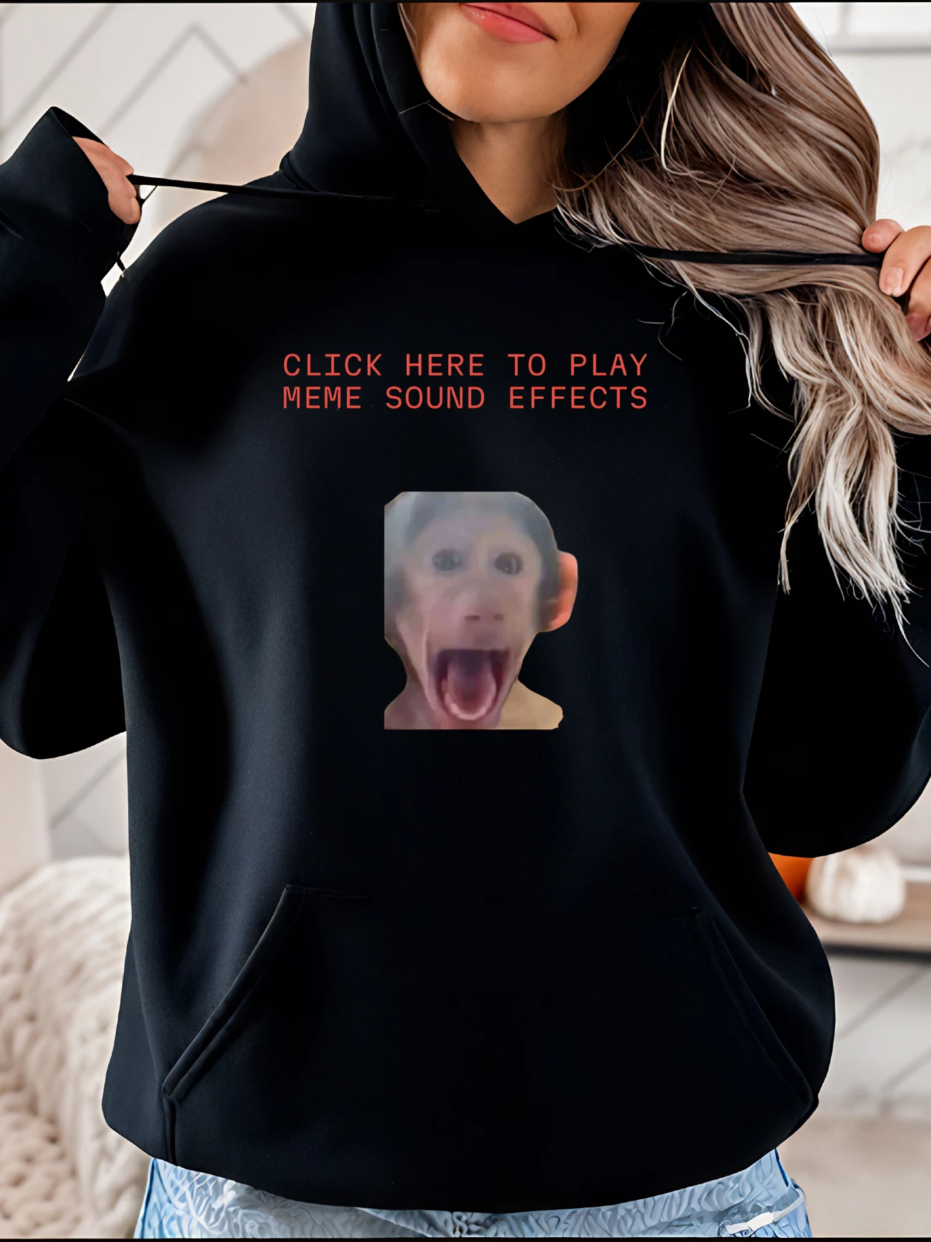 

Толстовка с капюшоном Monkey Meme, повседневная толстовка с принтом звуковых эффектов, женская модная уличная одежда 280
