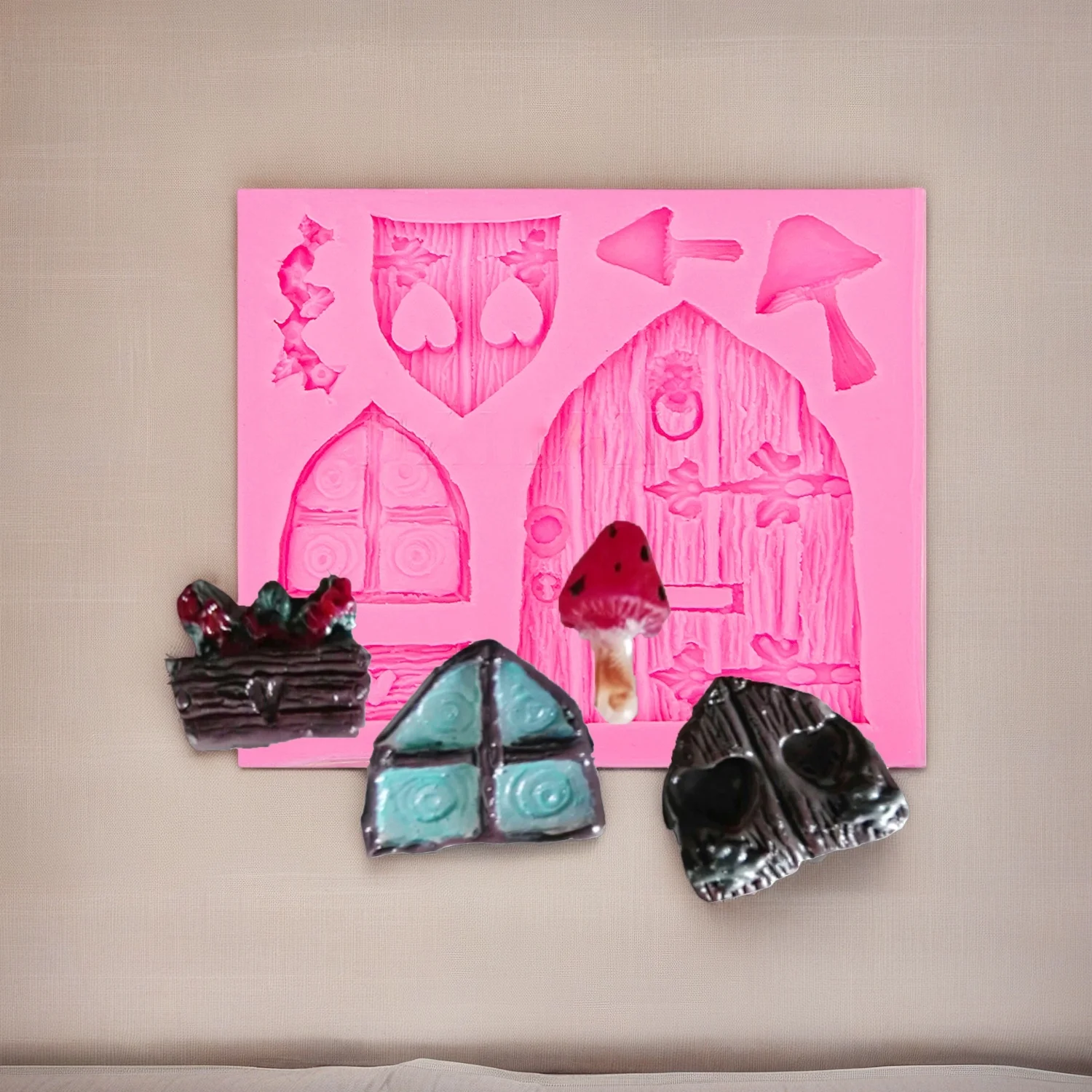 Castle House Door Window Silicone Mold for Chocolate Cake Resin Gypsum Plaster DIY Craft Supplies