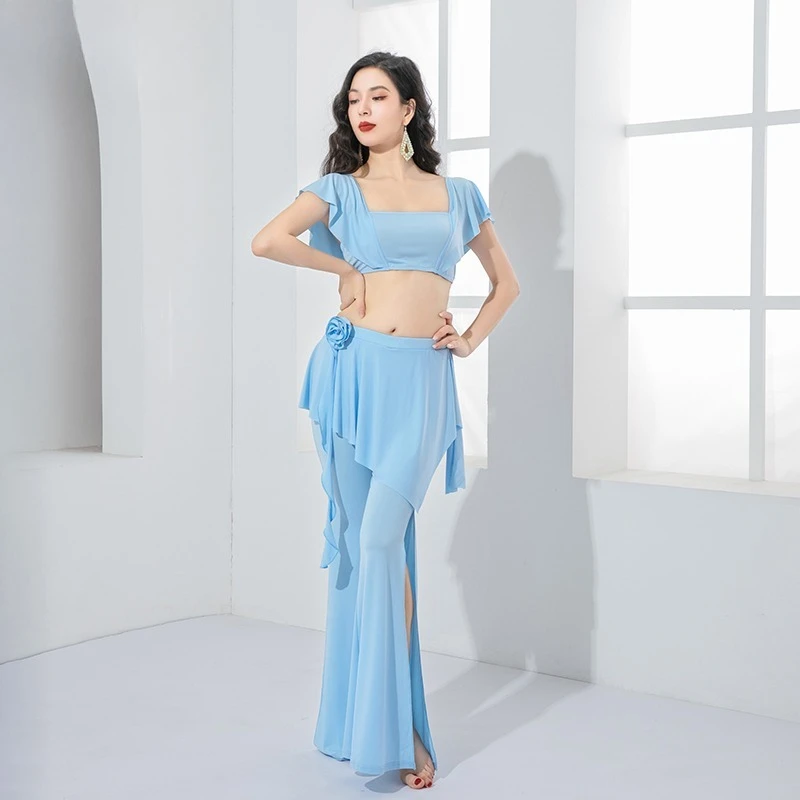 Customized Belly Dance Costume Gentle Style Flower Elements Split Wide Leg Pants Practice Clothing Class Uniform Women Clothing