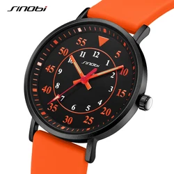 SINOBI New Design Women's Watches Fashion Sports Womans Quartz Wristwatches Orange Rubber Strap Ladies Clock Relogio Feminino