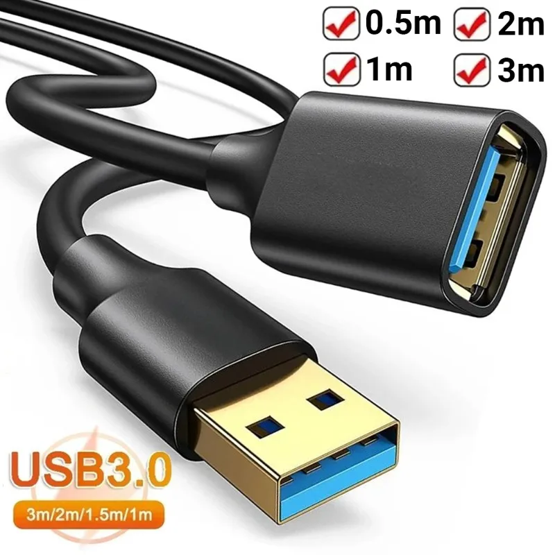 3/2/1.5/1/0.5M USB3.0 Transfer Extender Data Cables Fast Charging for Webcam Camera SmartTV Hard Drive USB 3.0 Extension Cord