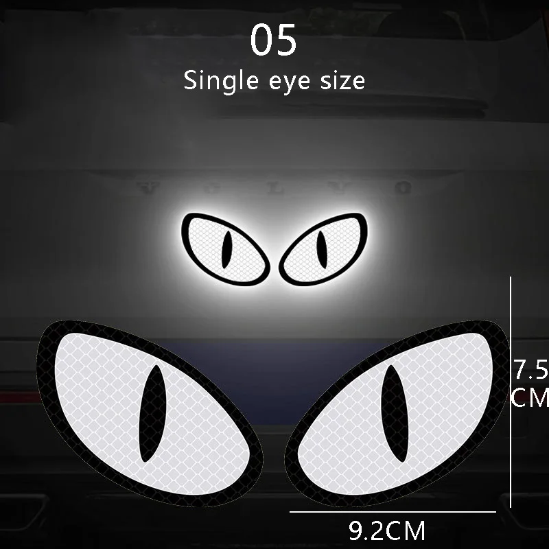 2PCS Cartoon Big Eyes Car Sticker Reflective Sticker Motorcycle Bike Sticker Car Warning Sticker Creative Personality