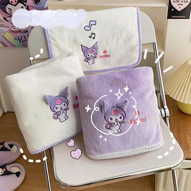 Kuromi asciugamano da bagno in peluche corallo per bambini combinazione assorbente e Non caduta dei capelli morbida doccia per ragazza avvolgimento ad asciugatura rapida