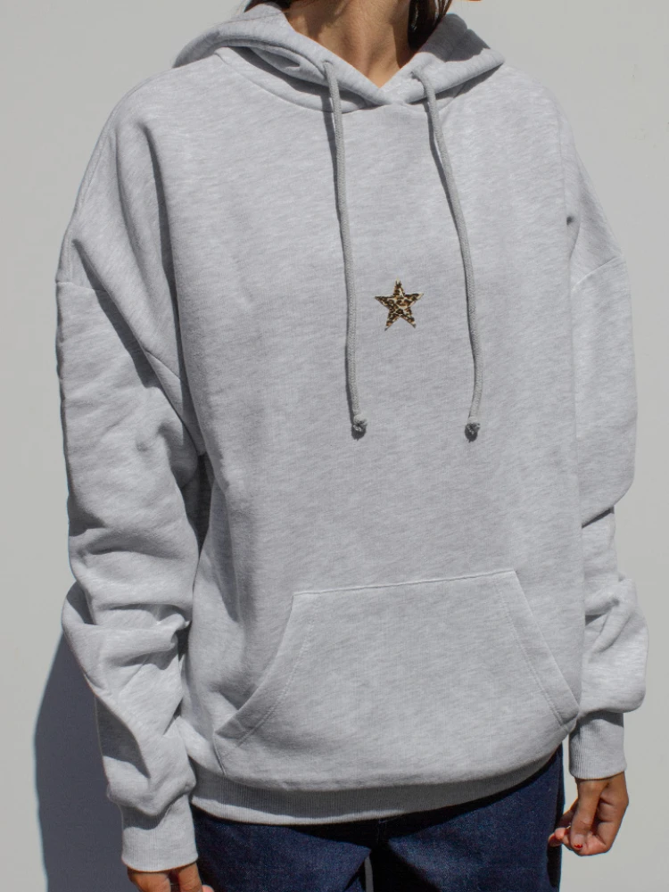 Y2K aesthetic hooded sweatshirt star printed sweatshirt 2000s streetwear long sleeved winter cute hip-hop hooded sweatshirt