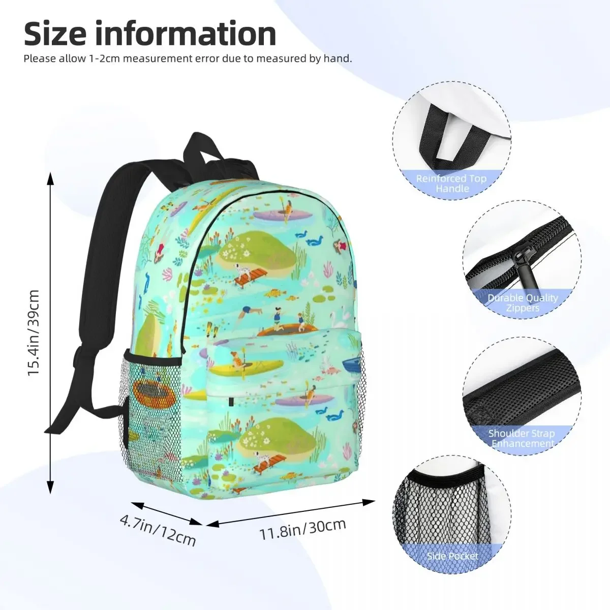 Day At The Lake Backpacks Boys Girls Bookbag Cartoon Students School Bags Laptop Rucksack Shoulder Bag Large Capacity