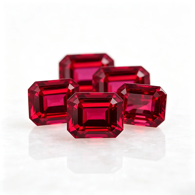 Top Pigeon Blood Lab-Grown Ruby Pigeon Blood Color Emerald Cut Loose Gemstone with AGL Certificate for Jewelry Making