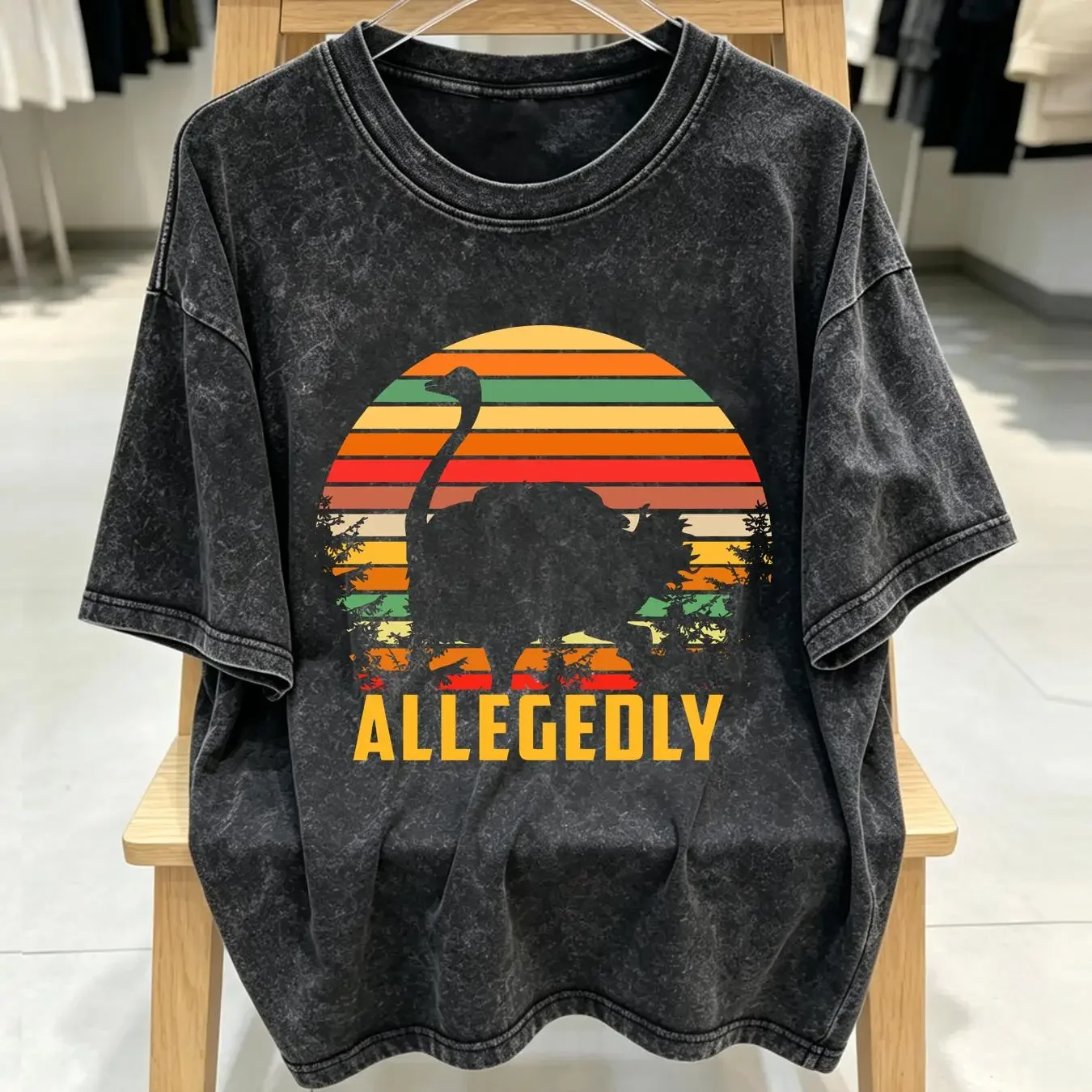 washed T Shirt Allegedly Ostrich Letterkenny Funny Flightless Bird Lovers Black Men's vintage Washed Slightly Comfortable