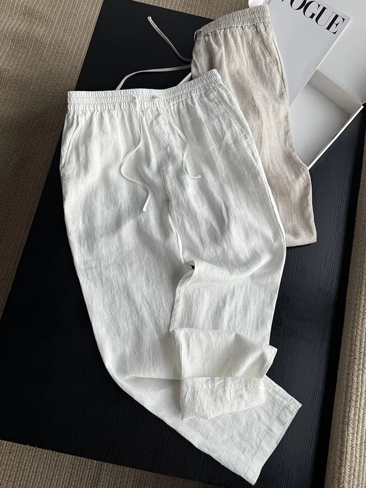 

Легкие дышащие свободные льняные повседневные брюки унисекс для мужчин и женщин, летние прямые брюки, повседневные длинные брюки