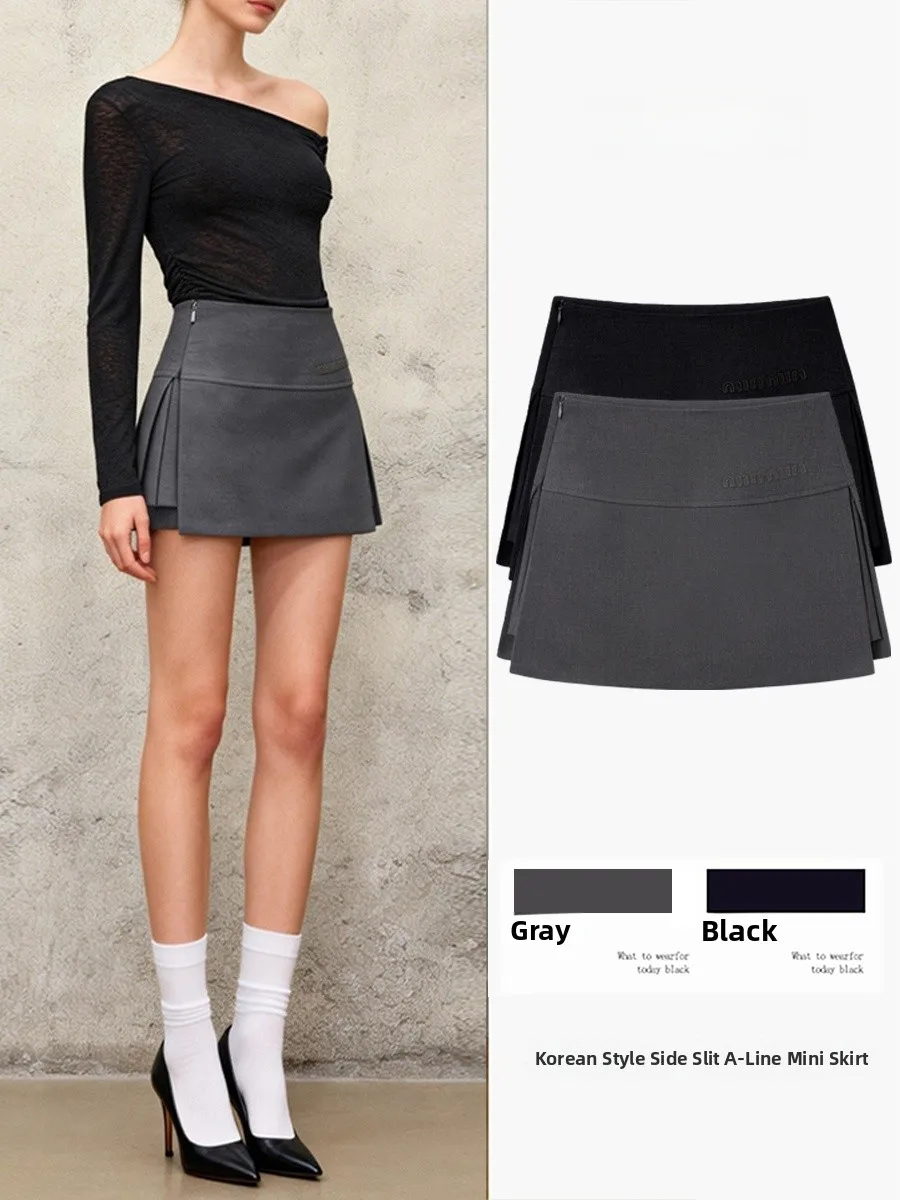

Новая женская короткая юбка А-силуэта с высокой талией, с боковым разрезом, на молнии, для офиса, корейский стиль, весна-осень