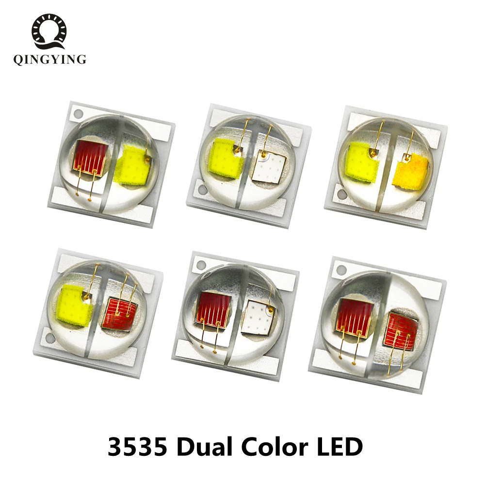 10pcs Dual Color High Power LED Chip 3535 2W 2x1W Bicolor Beads White Yellow Warm White Red Green Blue UV For Bicyle Car Light