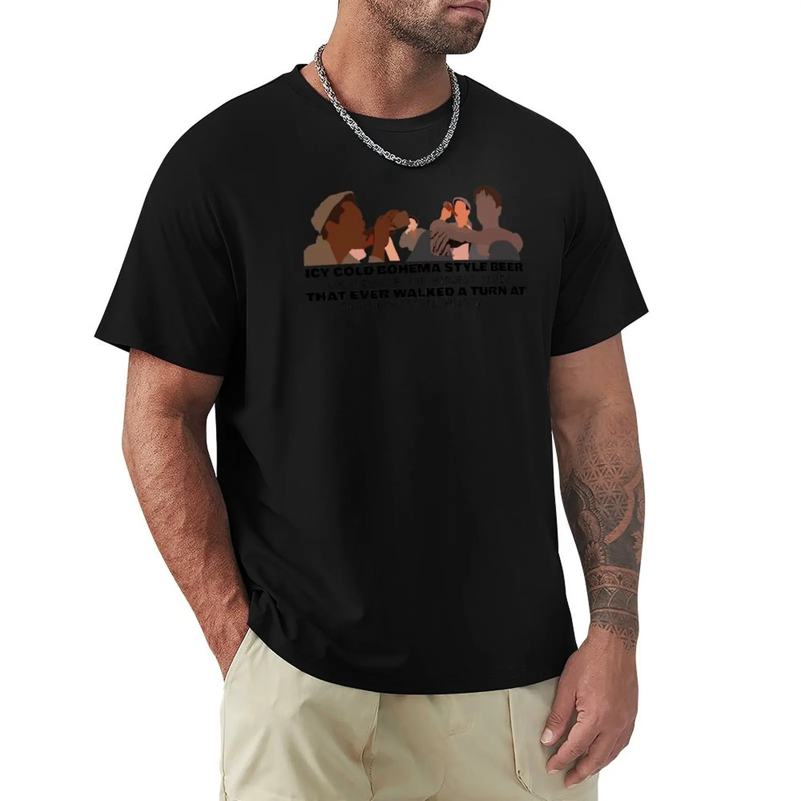 Shawshank Redemption - Roof top scene - beer scene T-Shirt Simple Casual Short Sleeve Tee